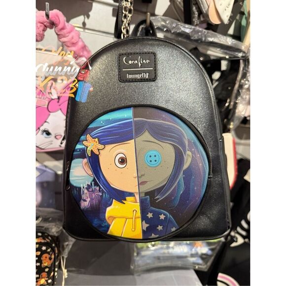 Loungefly Coraline Split Face Iridescent Mini Backpack